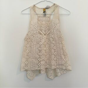 Mimi Chica Boho Festival Beach Crotchet Cream Top VGUC Women’s Small Retro Y2K